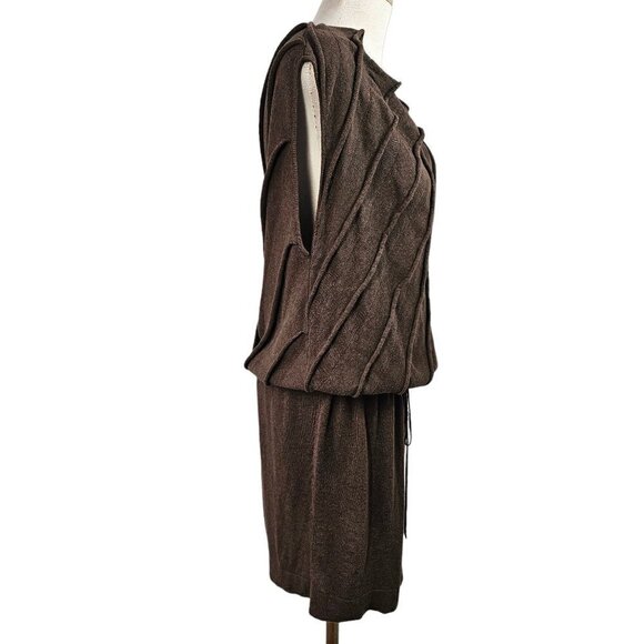 Studio M Drawstring Dress Easy Wear Knit Adjustable Blouson Womens L Brown - Picture 6 of 9